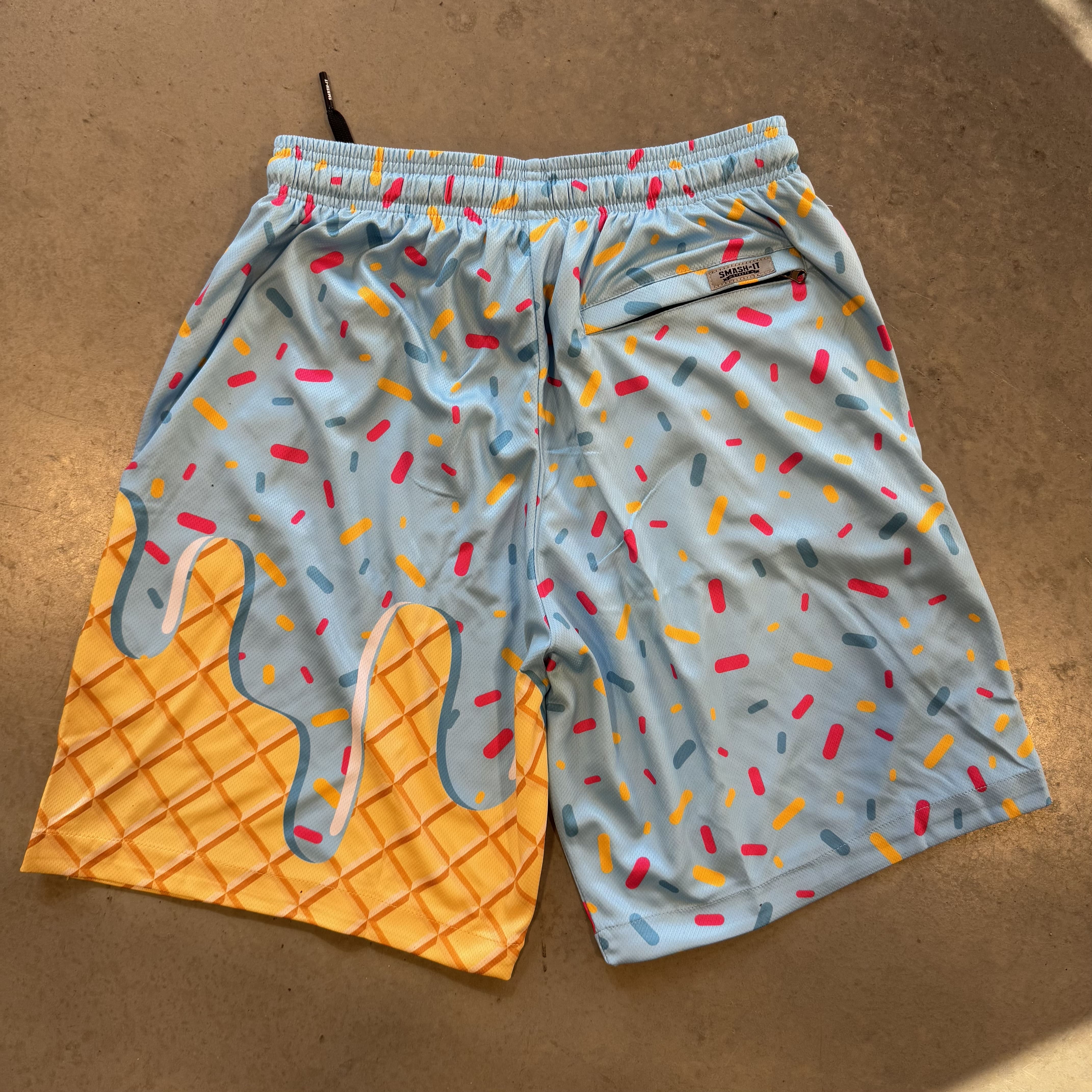 Smash It Sports Mesh Shorts - Ice Cream Drip Blue