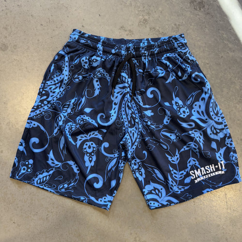 Smash It Sports Mesh Shorts - Paisley Navy/Carolina
