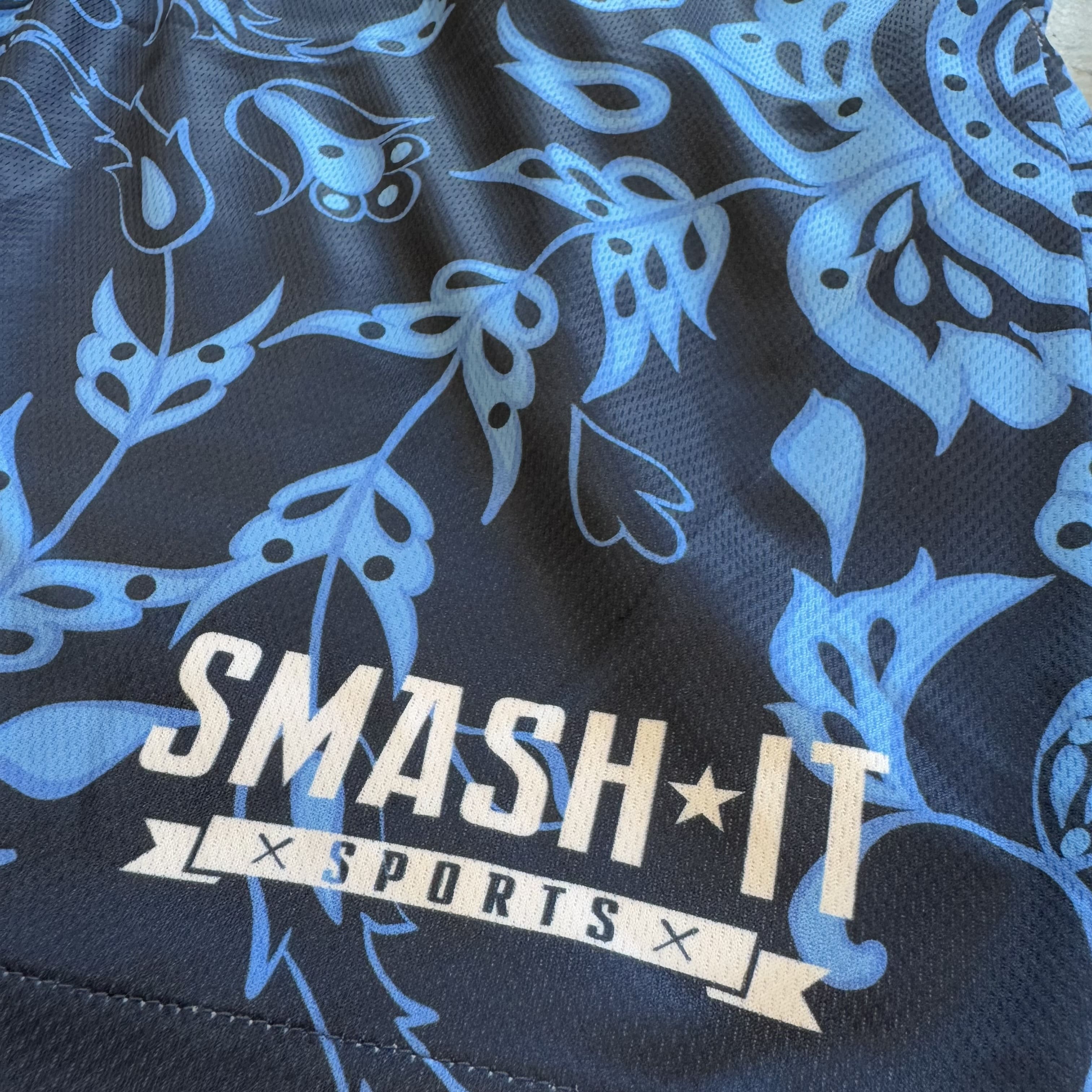 Smash It Sports Mesh Shorts - Paisley Navy/Carolina