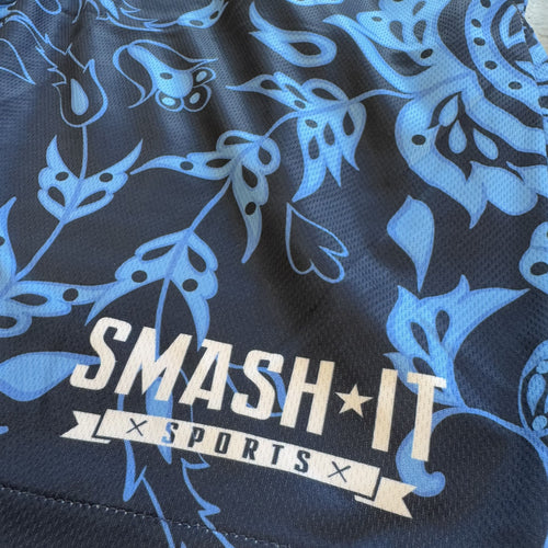 Smash It Sports Mesh Shorts - Paisley Navy/Carolina