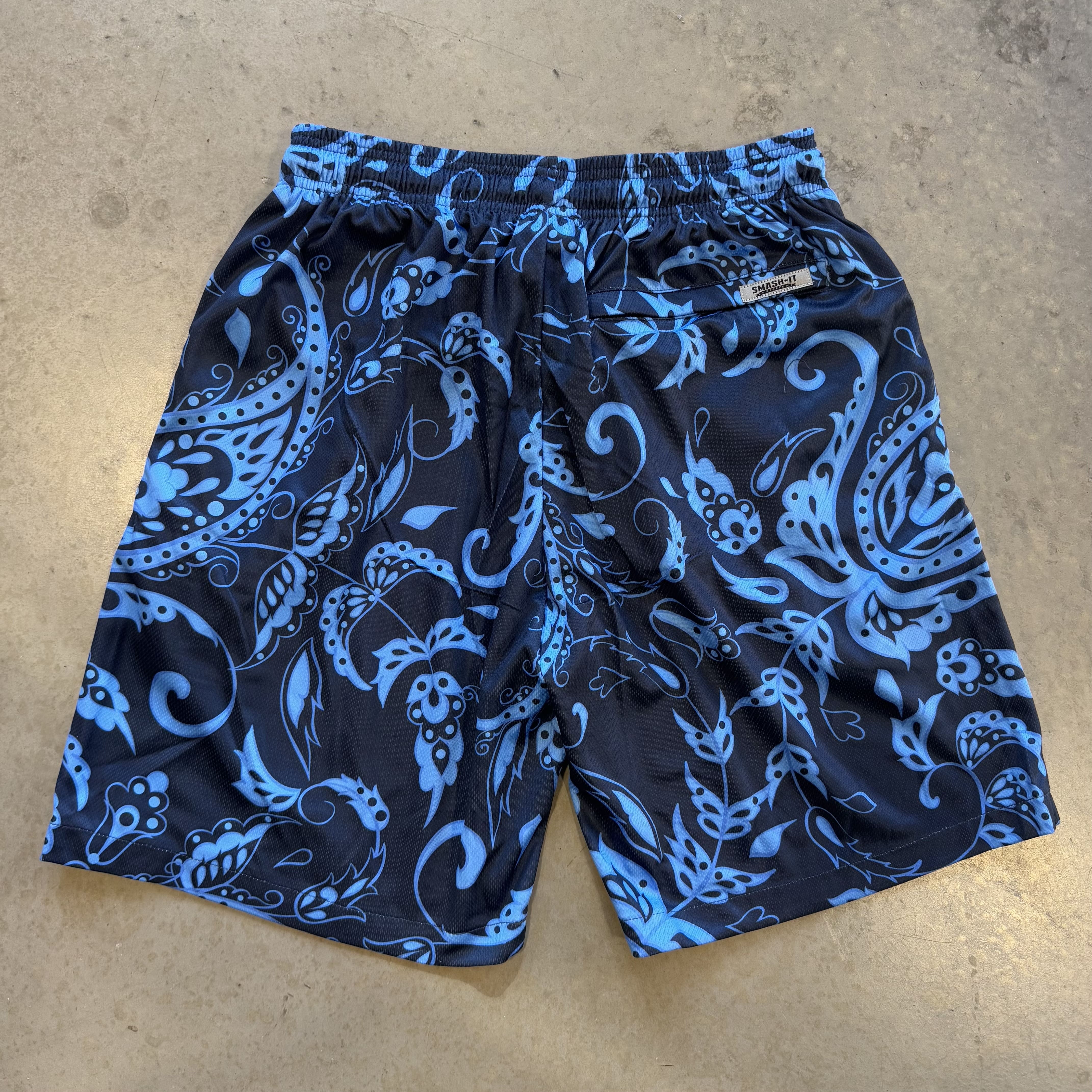 Smash It Sports Mesh Shorts - Paisley Navy/Carolina
