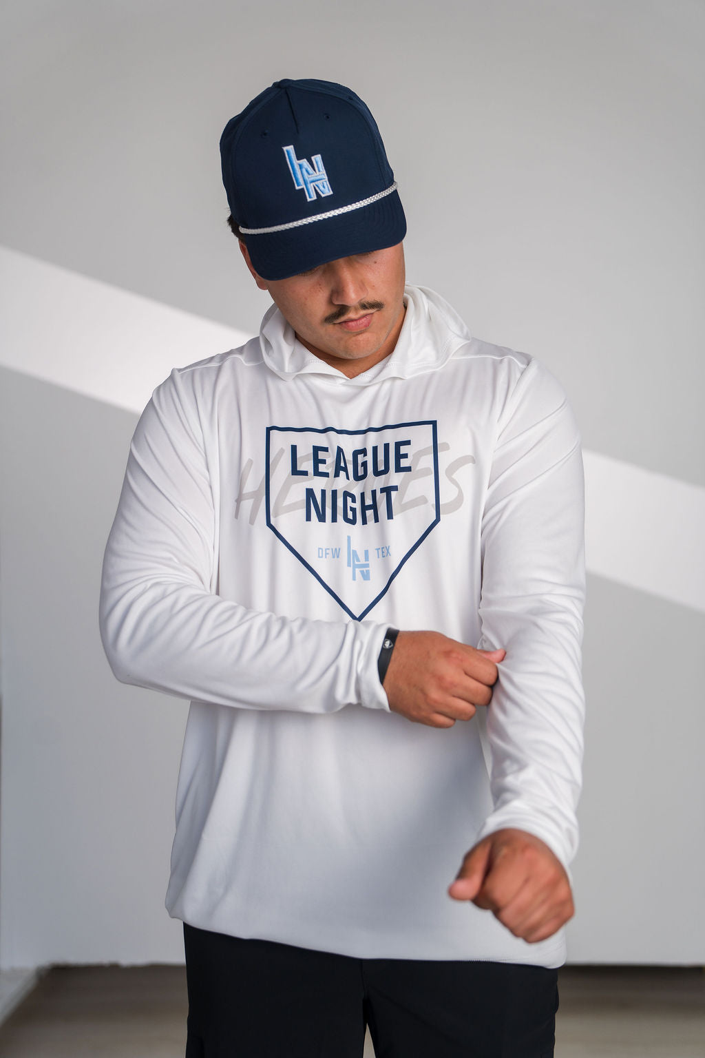 League Night Heroes Hooded Long Sleeve Shirt