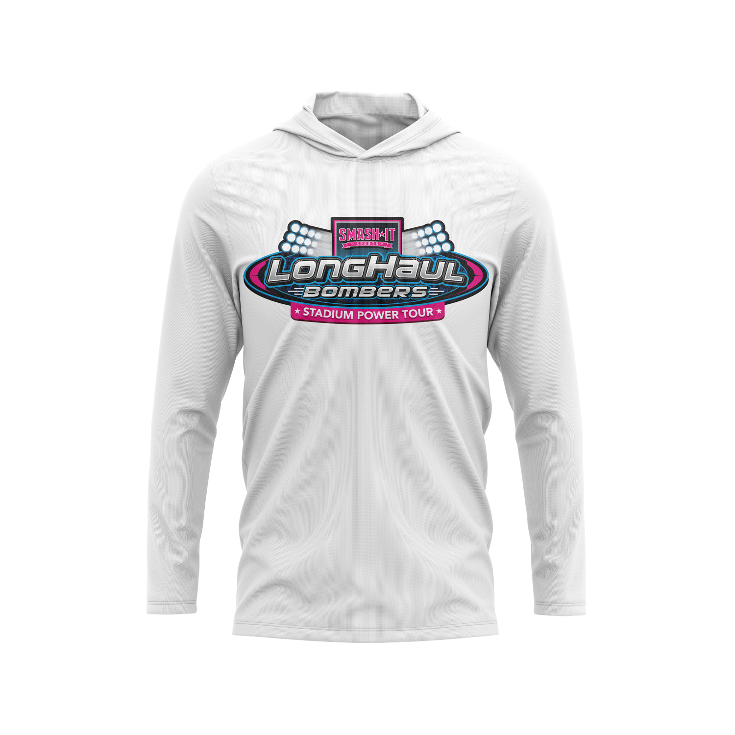 Long Haul Bombers - Semi-Sub Hooded Long Sleeve Shirt - Stadium Power Tour - White/Vice