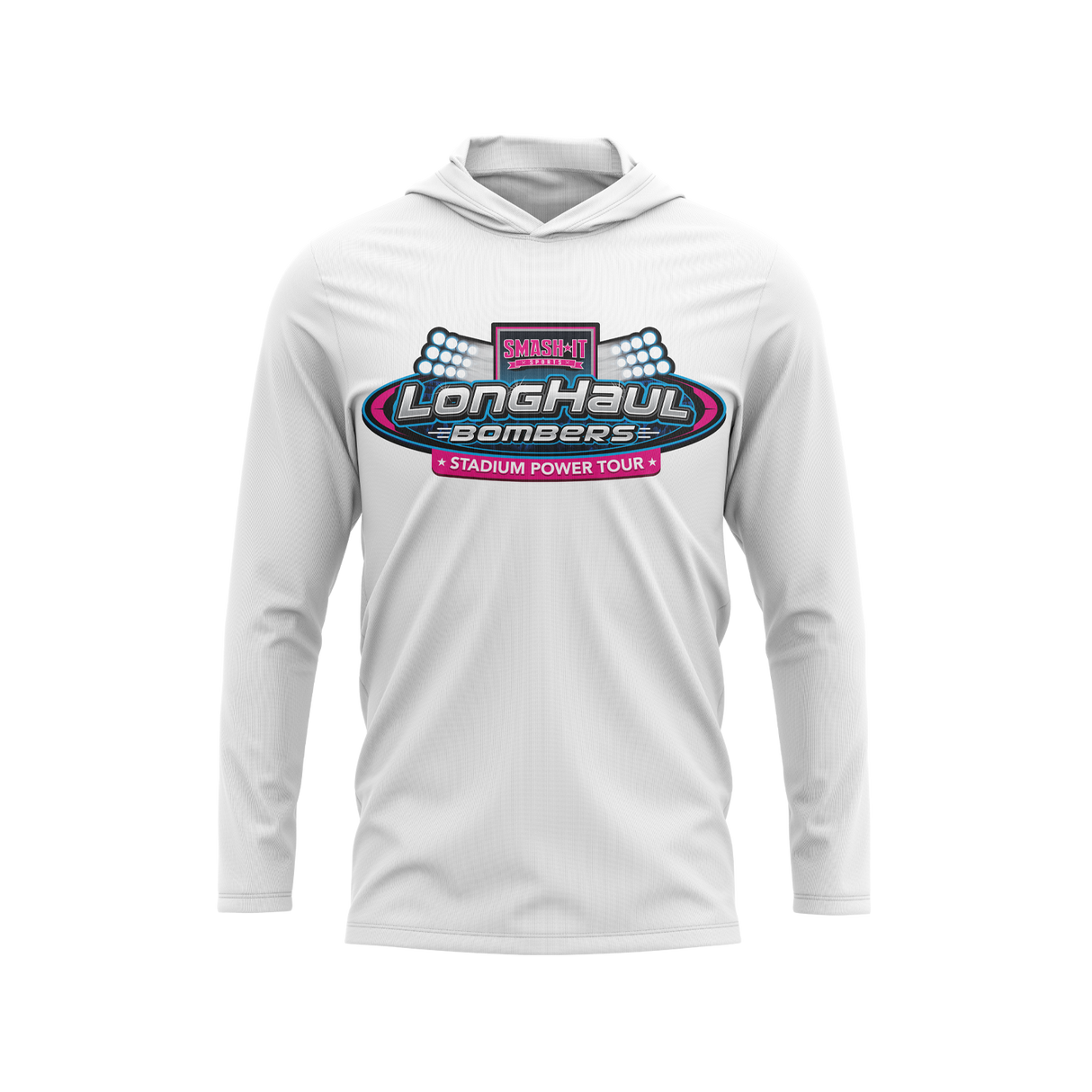 Long Haul Bombers - Semi-Sub Hooded Long Sleeve Shirt - Stadium Power Tour - White/Vice