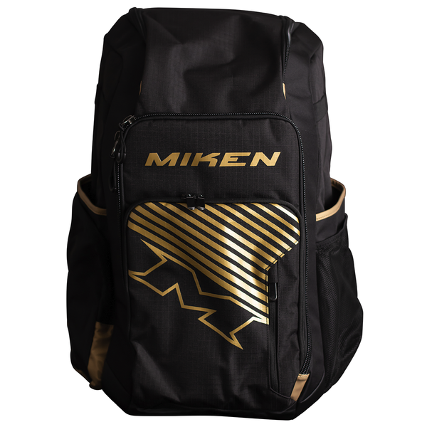 2023 Miken Gold Edition Deluxe Slowpitch Back Pack Bag - M-DLUXBP-BKGO