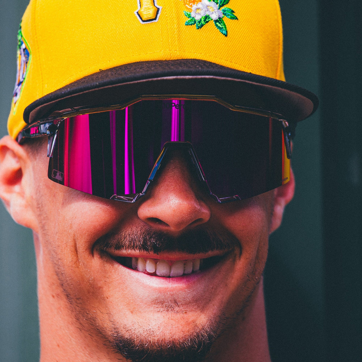 100 Percent Sunglasses - Speedcraft - MLB Authentic Polished Translucent Grey HiPER® Vital Pink Mirror Lens