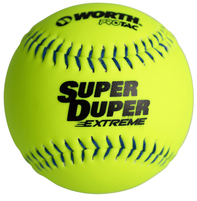 Worth Super Duper Extreme Blue Stitch 44/375 11" Slowpitch Softballs - Smash It Sports