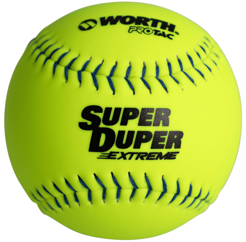 Worth Super Duper Extreme Blue Stitch 44/375 12" Slowpitch Softballs - Smash It Sports