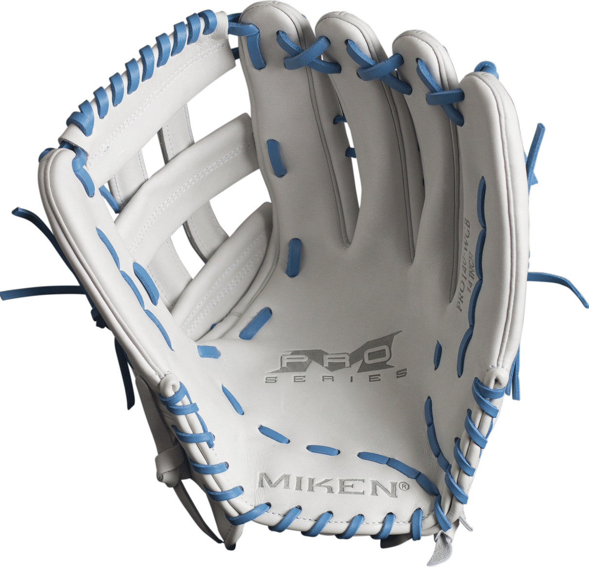Miken Pro Series Slowpitch Softball Fielding Glove - White/Carolina Blue