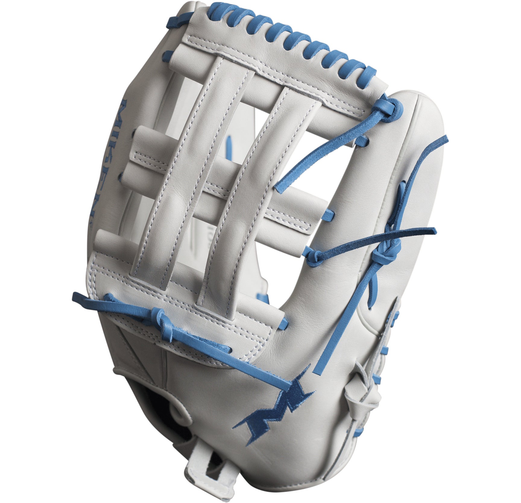 Miken Pro Series Slowpitch Softball Fielding Glove - White/Carolina Blue