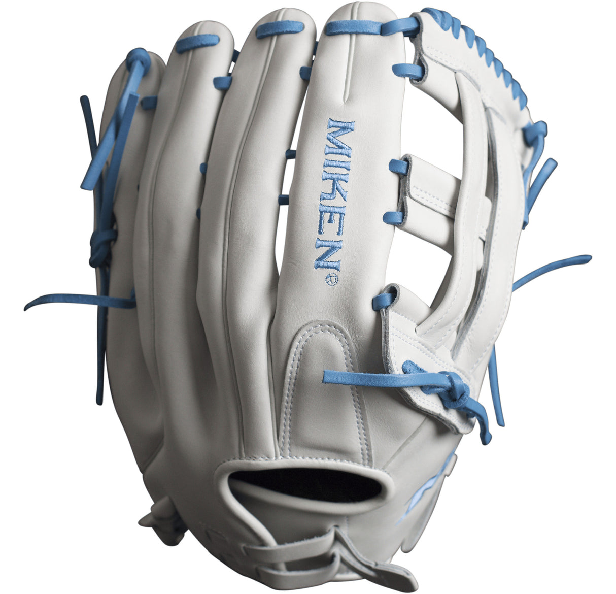 Miken Pro Series Slowpitch Softball Fielding Glove - White/Carolina Blue