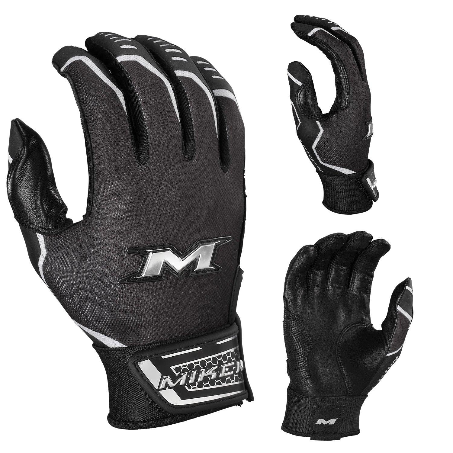 Miken Pro Series Slowpitch Batting Gloves - Black - Smash It Sports