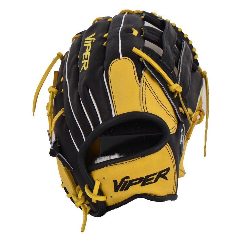 Viper Premium Leather Slowpitch Softball Fielding Glove Black/Yellow - Smash It Sports