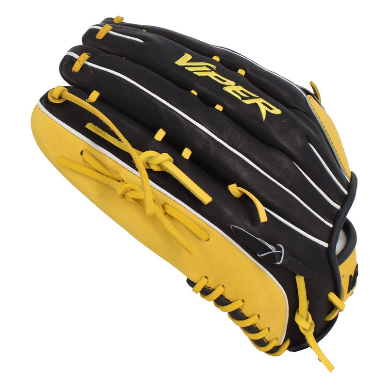 Viper Premium Leather Slowpitch Softball Fielding Glove Black/Yellow - Smash It Sports