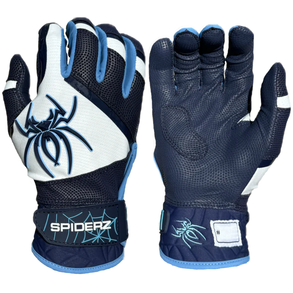 Spiderz Pro Premier Batting Gloves - Navy Blue/White/Columbia Blue