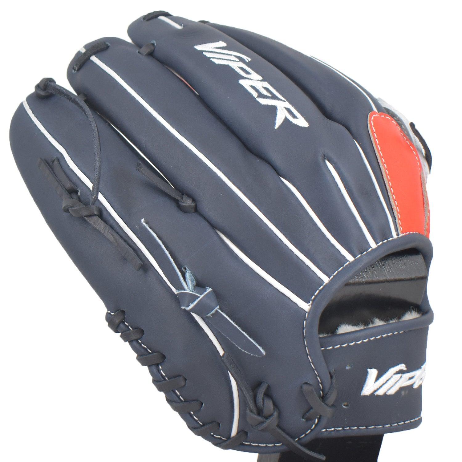 Viper Japanese Kip Leather Slowpitch Softball Fielding Glove Navy/Red/White - Smash It Sports