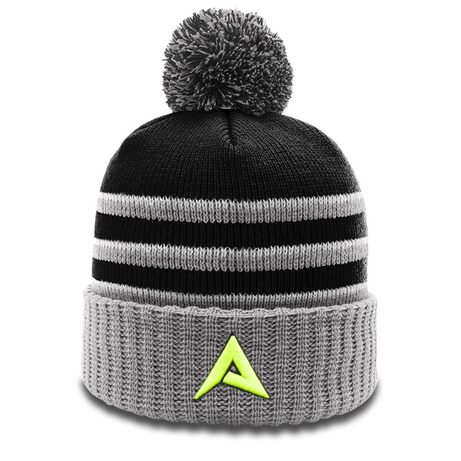 Anarchy New Logo Beanie #134 with Pom (Black/Grey/White)