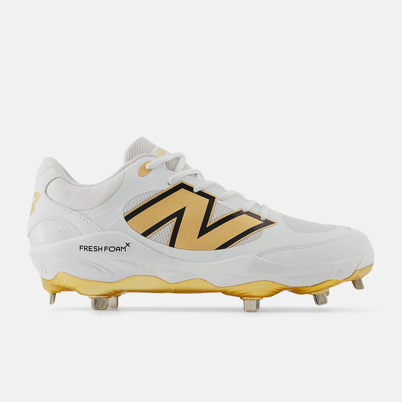 New Balance Men's Fresh Foam X 3000 v7 Metal Baseball Cleats - White/Gold - L3000GS7