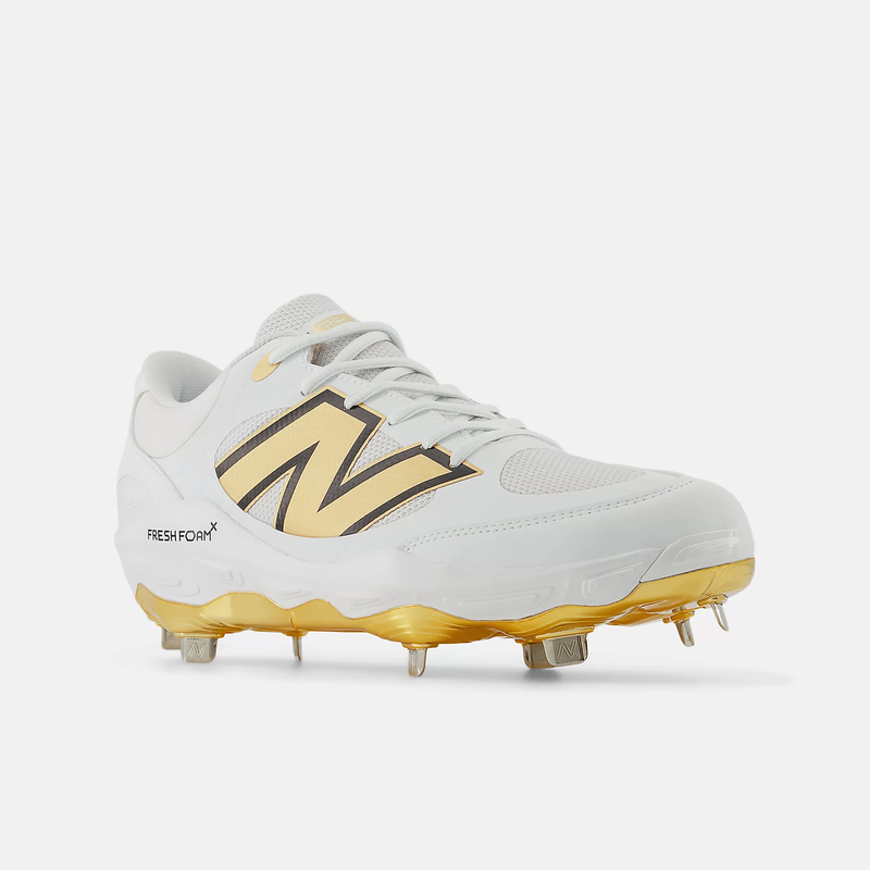 New Balance Men's Fresh Foam X 3000 v7 Metal Baseball Cleats - White/Gold - L3000GS7