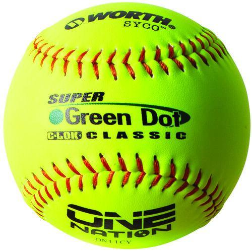 Worth Green Dot One Nation 40/325 11" Slowpitch Softballs - ON11CY