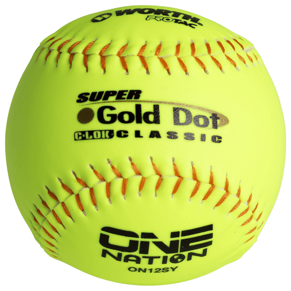 Worth Super Gold Dot Extreme Classic M One Nation 12" Slowpitch Softballs - ON12SY - Smash It Sports
