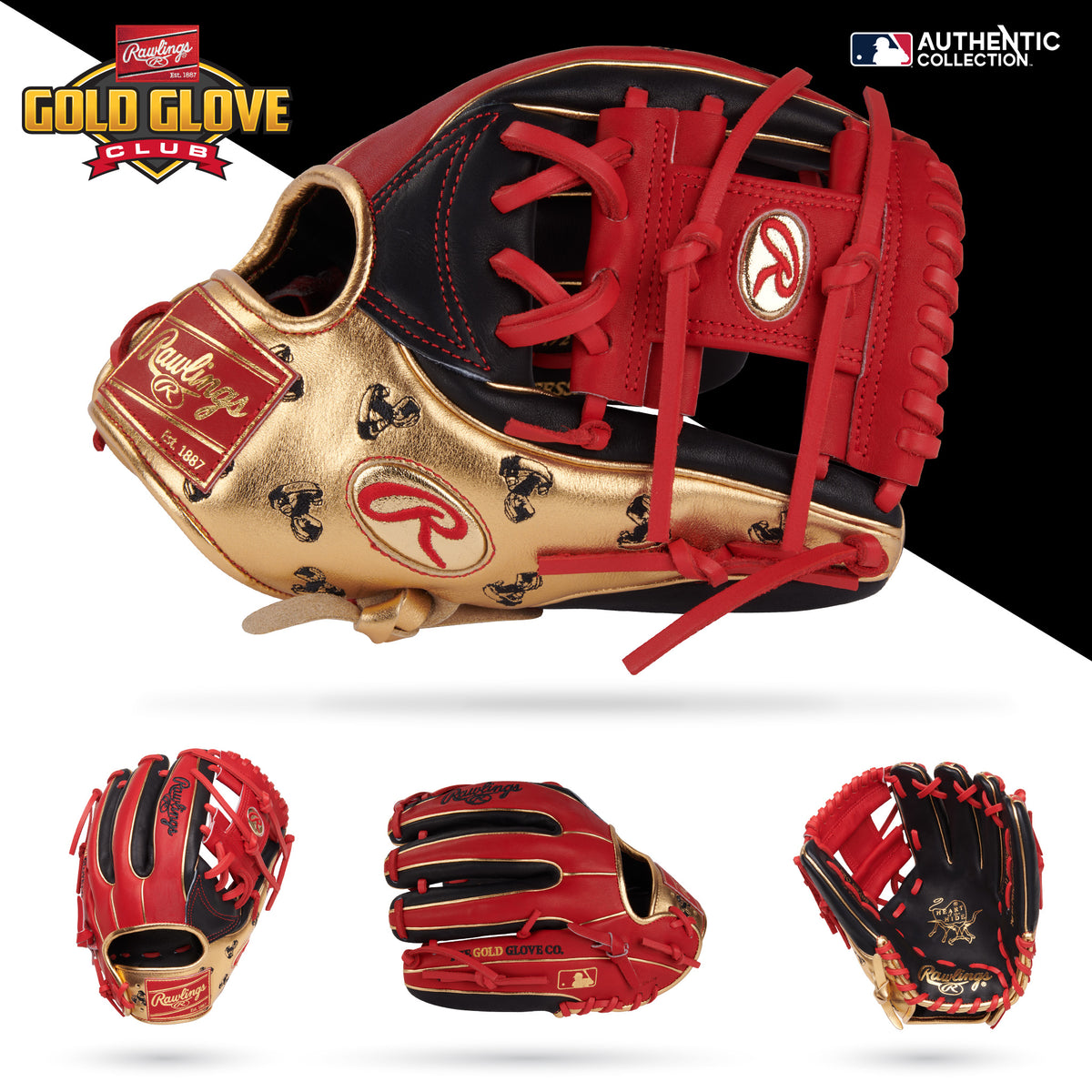 美品　Rawlings THE GOLD GLOVE TEAMクリーム/レッド Rawlings Heart of the Hide 11.5