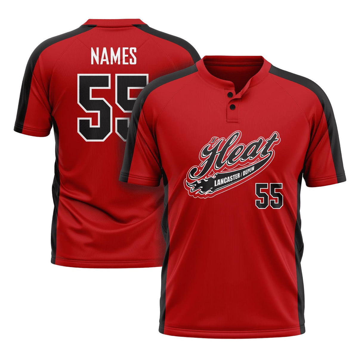Lancaster Heat Short Sleeve 2-Button Mesh Game Jersey (Red)