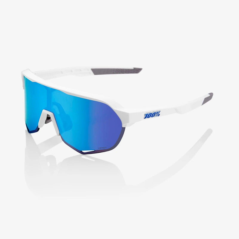 100 Percent Sunglasses -  S2 - Matte White - HiPER Blue Multilayer Mirror Lens
