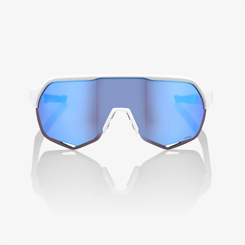 100 Percent Sunglasses -  S2 - Matte White - HiPER Blue Multilayer Mirror Lens