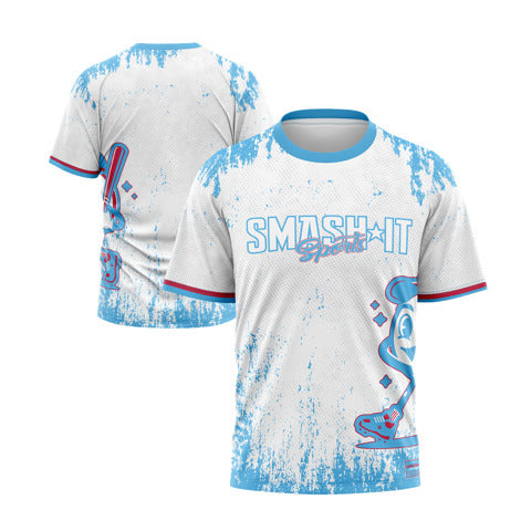 Smash It Sports Short Sleeve Shirt - Smashie (White/Carolina/Pink)