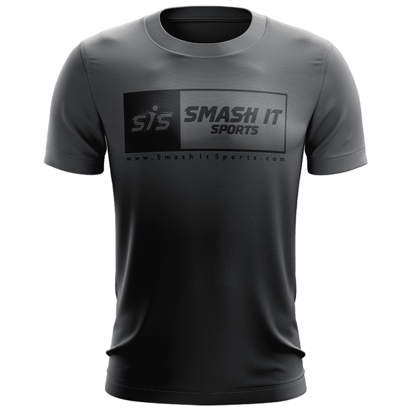 Smash It Sports EVO-Tech Short Sleeve Shirt - Black/Charcoal Fade Boxed Logo - Smash It Sports