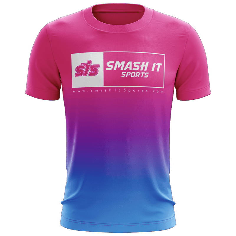 Smash It Sports EVO-Tech Short Sleeve Shirt - Pink/Carolina Fade Boxed Logo - Smash It Sports