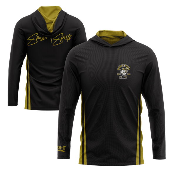 Smash It Sports Hooded Long Sleeve Tee - Black/Gold