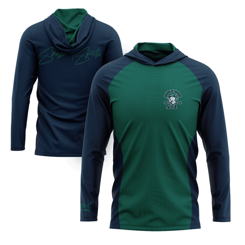 Smash It Sports Hooded Long Sleeve Tee - Teal/Navy