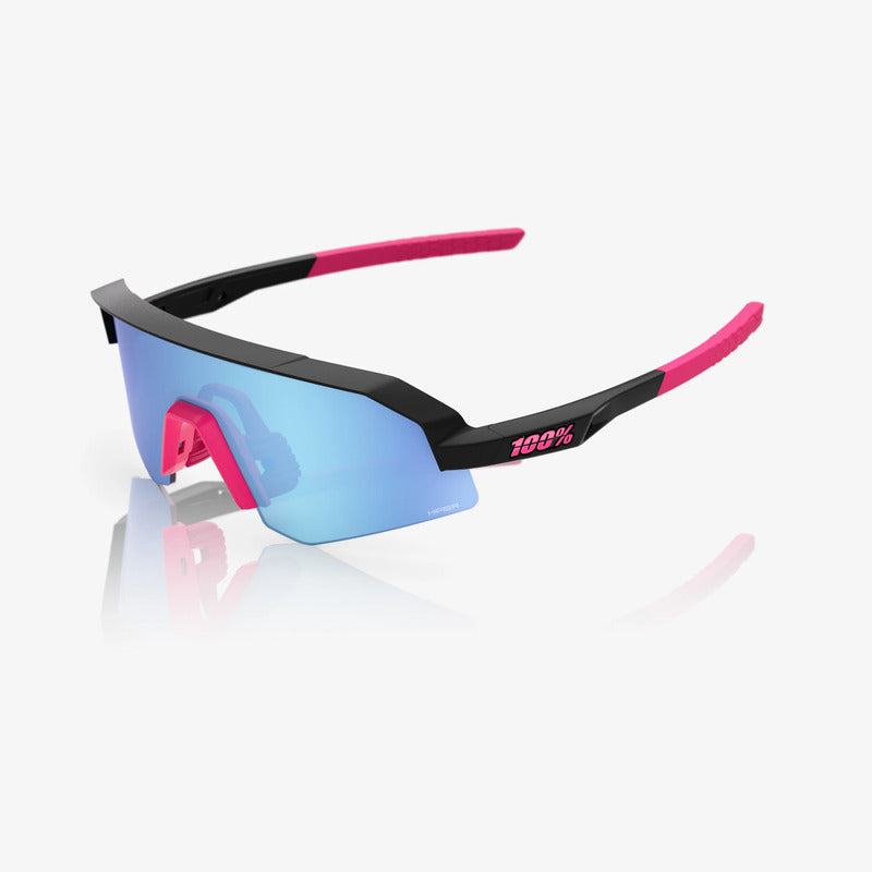 100 Percent Sunglasses - SLENDALE Youth - Matte Black/Pink - HiPER Blue Mirror