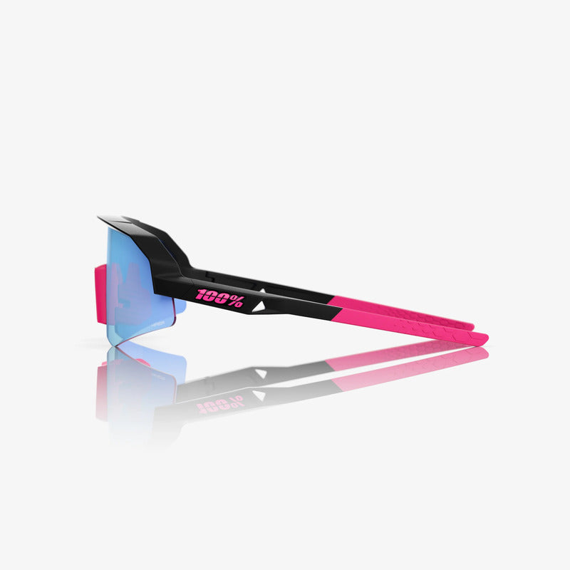 100 Percent Sunglasses - SLENDALE Youth - Matte Black/Pink - HiPER Blue Mirror