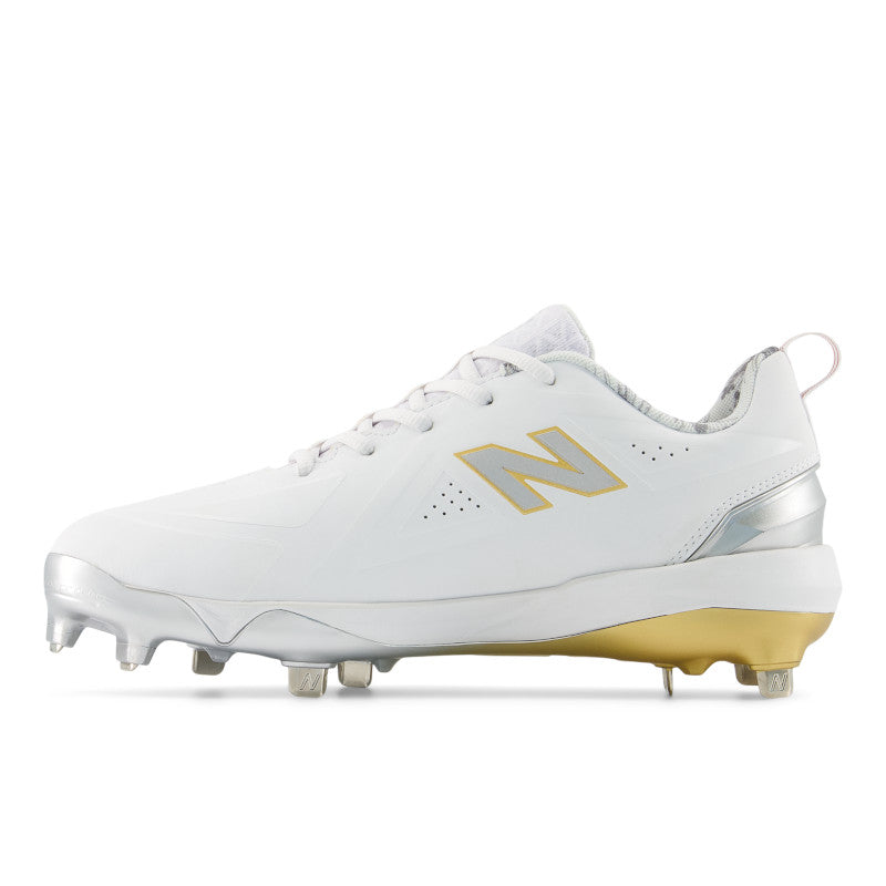 New Balance Women's FuelCell FUSE v5 Metal Fastpitch Softball Cleats - White / Gold - SMFUSEE5
