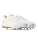 New Balance Women's FuelCell FUSE v5 Metal Fastpitch Softball Cleats - White / Gold - SMFUSEE5