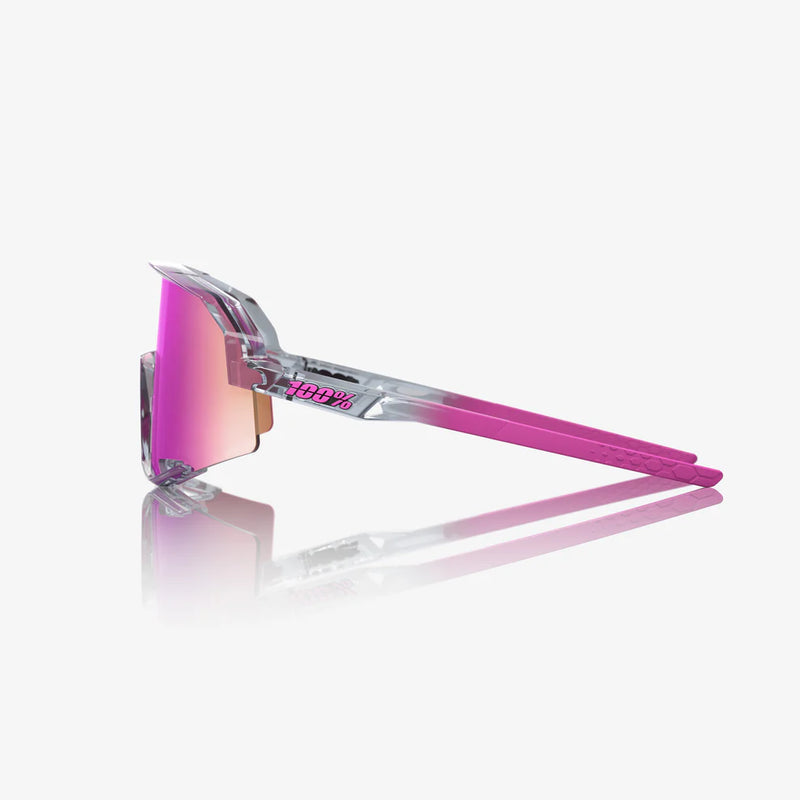 100 Percent Sunglasses - SLENDALE - Polished Translucent Grey - Purple Multilayer Mirror Lens