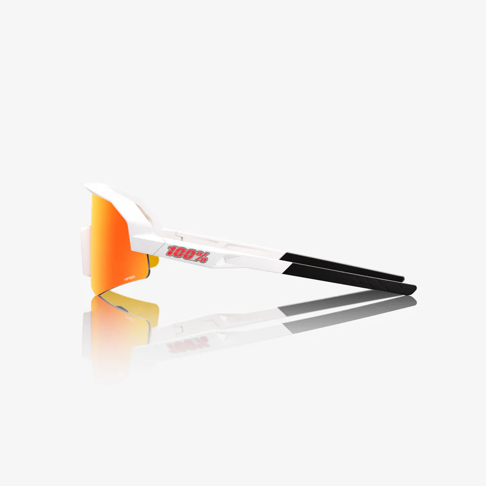 100 Percent Sunglasses - SLENDALE Youth - Matte White - HiPER Red Multilayer Mirror Lens