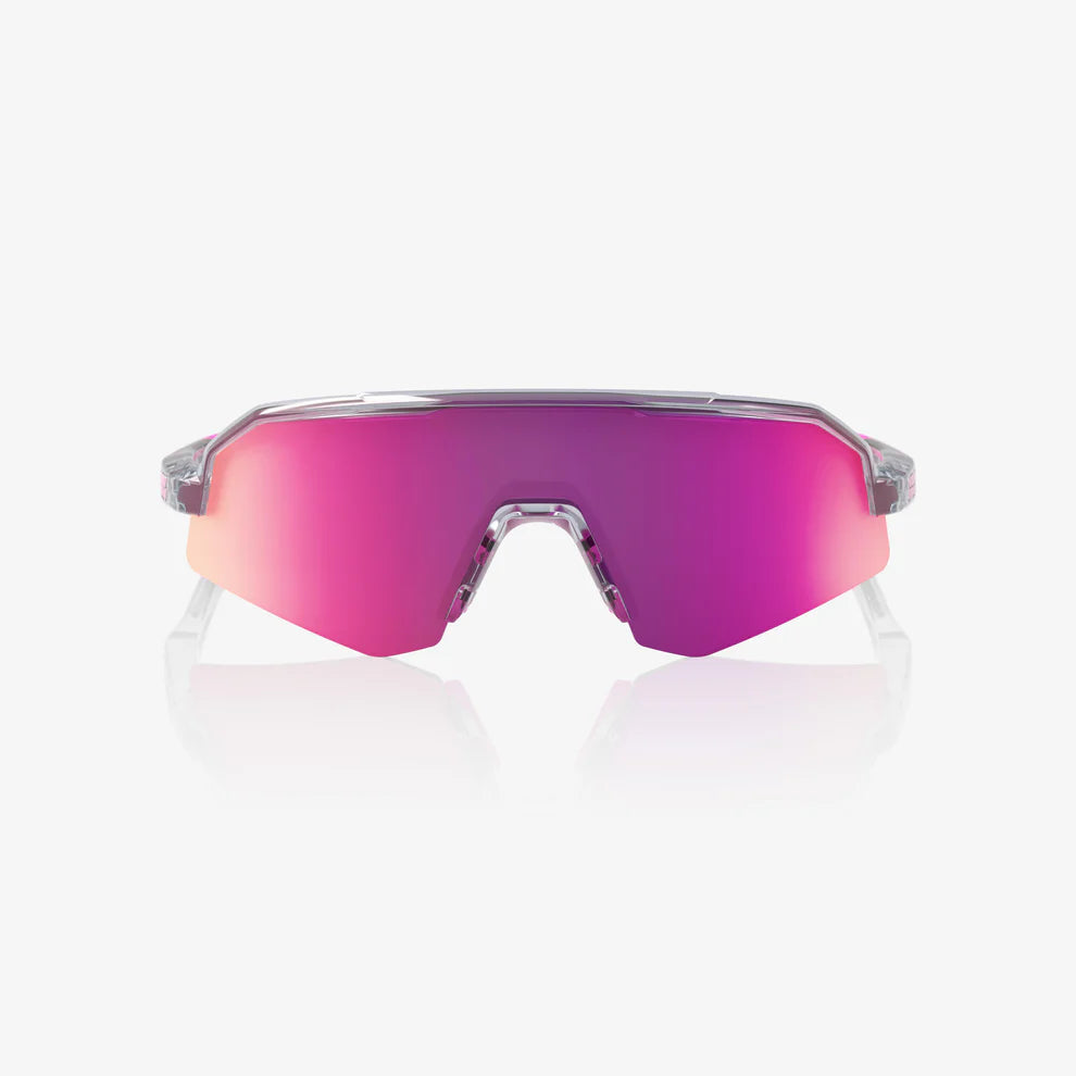100 Percent Sunglasses - SLENDALE Youth - Polished Translucent Grey - Purple Multilayer Mirror Lens