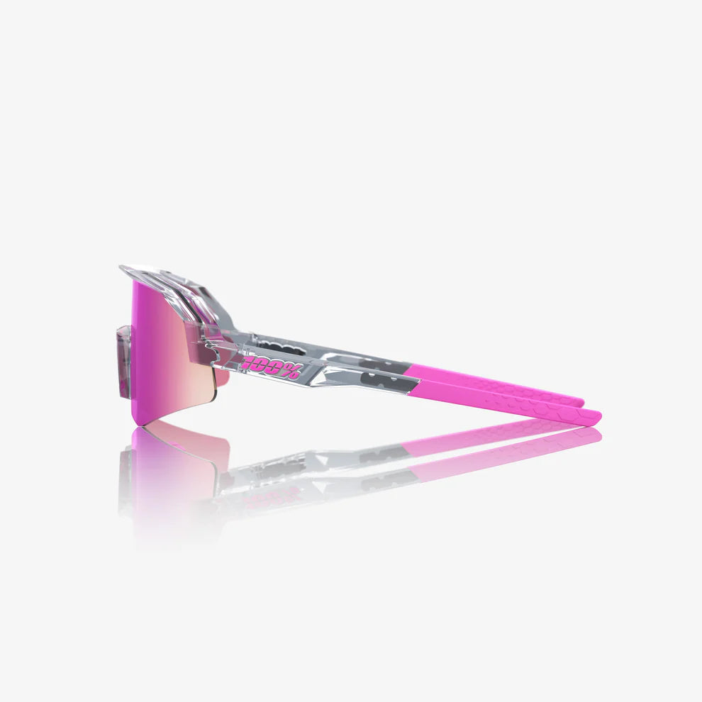 100 Percent Sunglasses - SLENDALE Youth - Polished Translucent Grey - Purple Multilayer Mirror Lens
