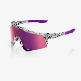 100 Percent Sunglasses - Speedcraft - Elly 3 White Venom HiPER Dark Purple Mirror Lens w/ Bonus HiPER Coral Lens