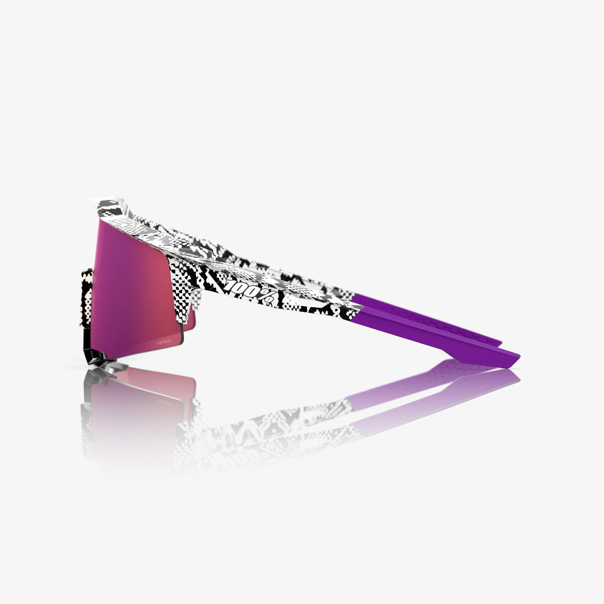 100 Percent Sunglasses - Speedcraft - Elly 3 White Venom HiPER Dark Purple Mirror Lens w/ Bonus HiPER Coral Lens