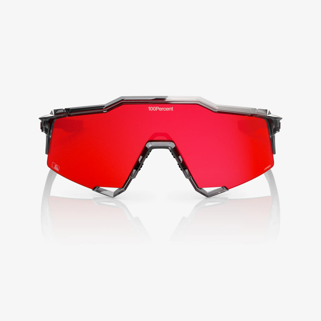 100 Percent Sunglasses - Speedcraft - MLB Authentic Polished Translucent Grey HiPER Fire Red Mirror Lens