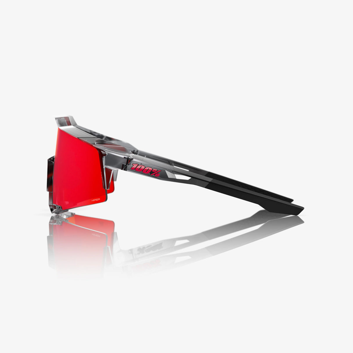 100 Percent Sunglasses - Speedcraft - MLB Authentic Polished Translucent Grey HiPER Fire Red Mirror Lens