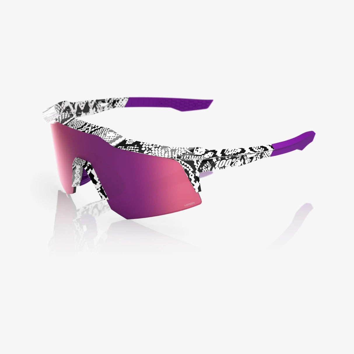 100 Percent Sunglasses - Speedcraft XS - Elly 3 White Venom HiPER Dark Purple Mirror Lens w/ Bonus HiPER Coral Lens