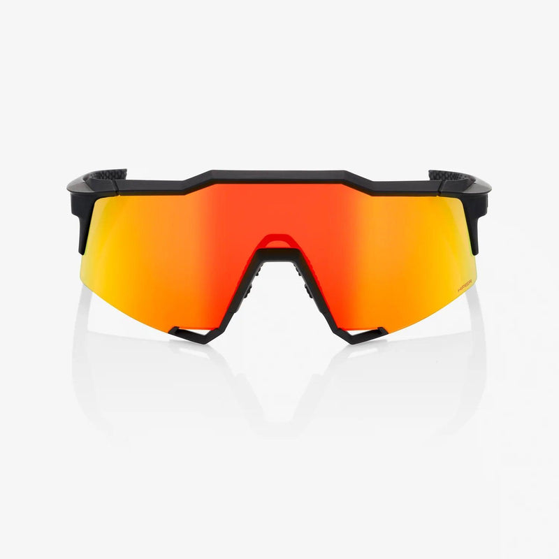 100 Percent Sunglasses - SPEEDCRAFT - Soft Tact Black - HiPER Red Multilayer Mirror Lens - Smash It Sports