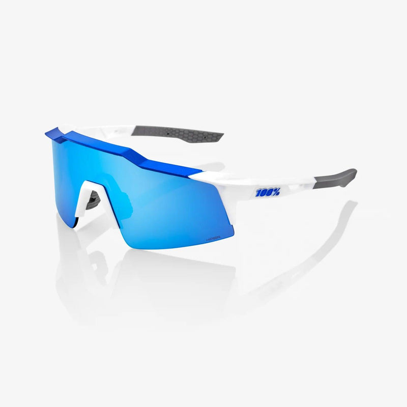 100 Percent Sunglasses - SPEEDCRAFT SL - Matte White/Metallic Blue - HiPER Blue Multilayer Mirror Lens