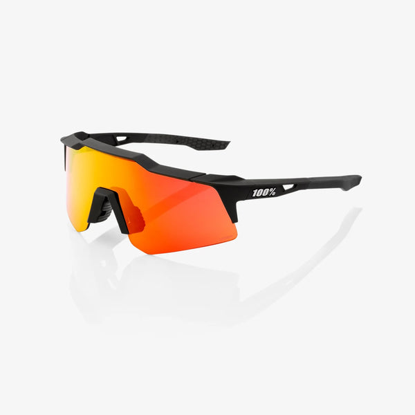 100 Percent Sunglasses - SPEEDCRAFT XS - Soft Tact Black - HiPER Red Multilayer Mirror Lens - Smash It Sports